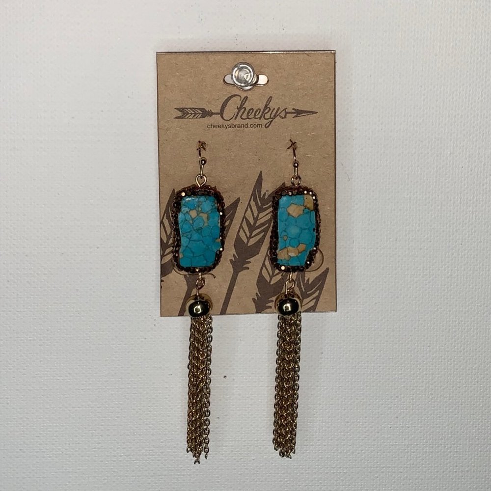 Gold & Turquoise Tassel Earrings